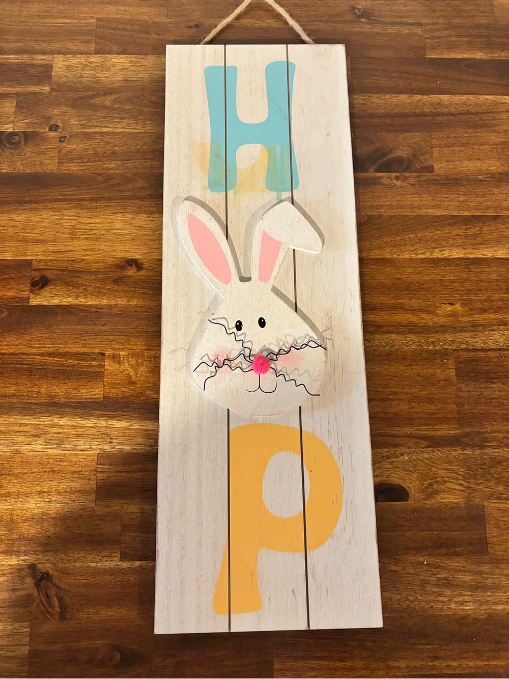 Easter Bunny “HOP” Wooden Wall Sign – Rustic Farmhouse Spring | Porch Decor